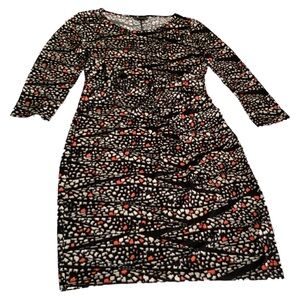 Metaphor Women’s Black/Scarlet/Beige 3/4 Sleeves Geometric Midi Dress Sz Medium
